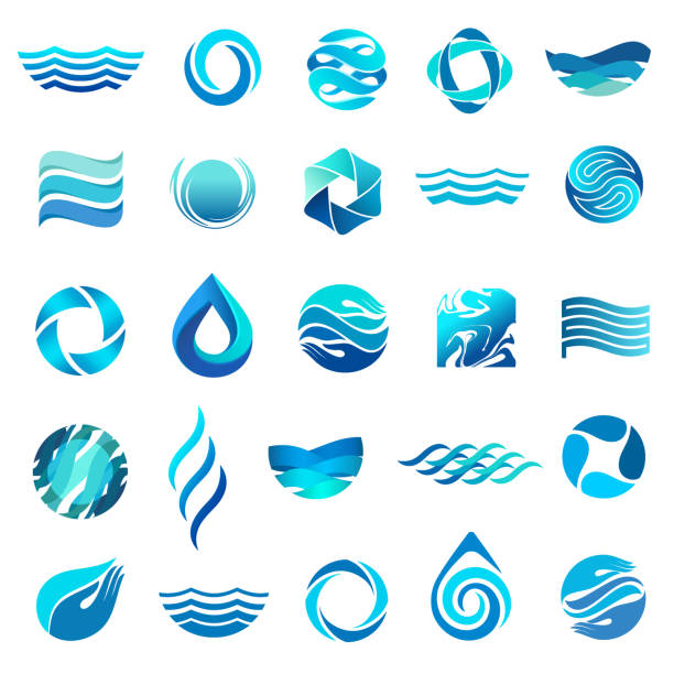 bildbanksillustrationer, clip art samt tecknat material och ikoner med vatten ikonuppsättning. vector ikon design - swimming