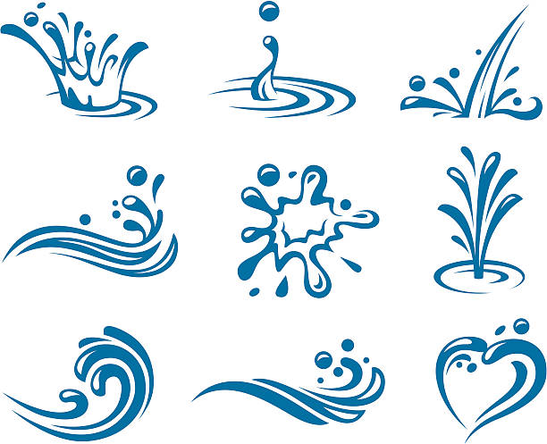 water icons set of abstract waters icons fountain stock illustrations