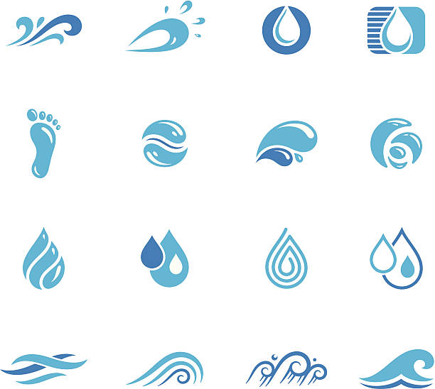 Water icons water icons water wave graphic stock illustrations