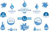Set of water labels, badges, design-elements and abstract water icons.