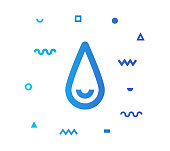 Water saving outline style icon design with decorations and gradient color. Line vector icon illustration for modern infographics, mobile designs and web banners.