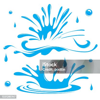 istock Water. Splash and spray. Set. Vector image. 1331285147