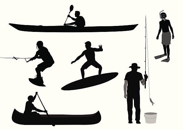 water sports vector silhouette - 獨木舟 幅插畫檔、美工圖案、卡通及圖標