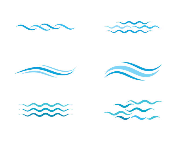 ilustraciones, imágenes clip art, dibujos animados e iconos de stock de icono de la onda de agua - olas rompientes