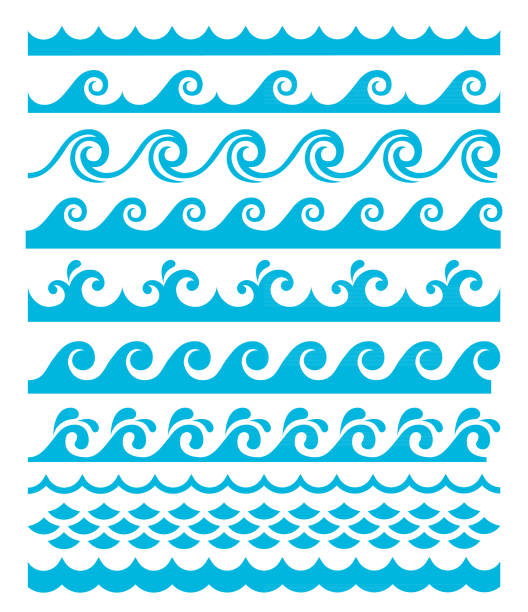 Water Waves Vector illustration of the water waves set sea clipart stock illustrations