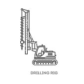 istock Water Well Drilling Rig. Industrial transport. Industrial machinery icon. Vector symbol 1364843575