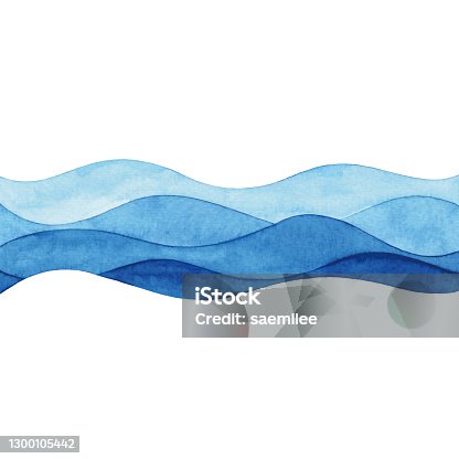 istock Watercolor Abstract Blue Waves 1300105442