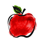 istock Watercolor apple icon on white background. Vector 1331924073