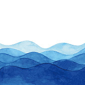 istock Watercolor Background With Abstract Blue Waves 1300264651