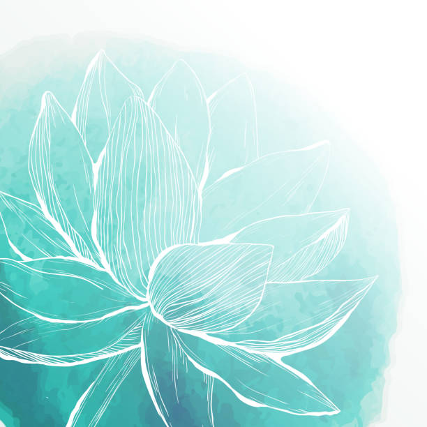 蓮の花の水彩画の背景 - 蓮の花点のイラスト素材／クリップアート素材／マンガ素材／アイコン素材