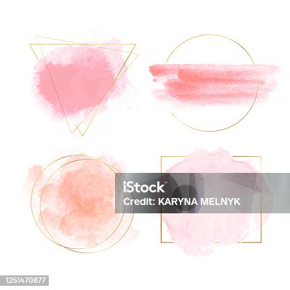 istock Watercolor banners with gold frames 1251470877