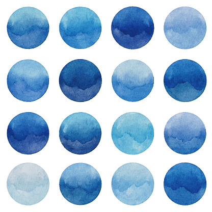 Watercolor Blue Circle Design Elements