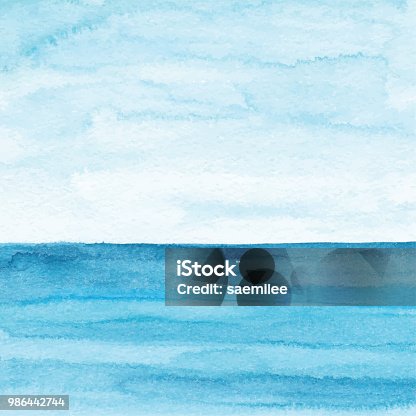 istock Watercolor Blue Ocean Background 986442744