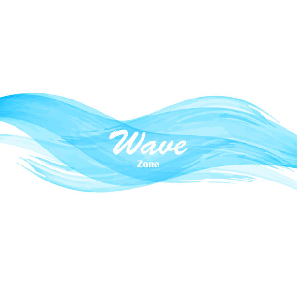 Watercolor blue osean sea wave Watercolor sea ocean wave colored text banner background. Texture brush colorful frame backdrop splash design for text. Vector colored illustration. Blue grunge color cover magazine, book. wave water borders stock illustrations