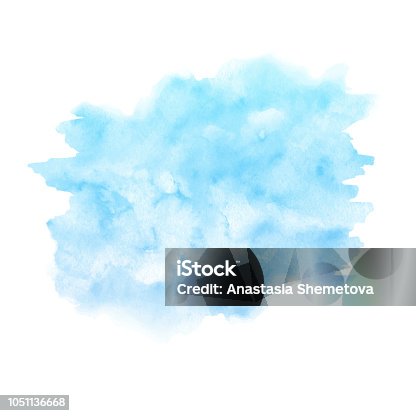 istock Watercolor blue paint texture isolated on white background. Abst 1051136668