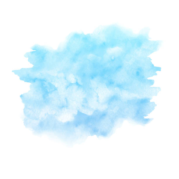 ilustraciones, imágenes clip art, dibujos animados e iconos de stock de textura de pintura acuarela azul aislado sobre fondo blanco. abst - blue sky