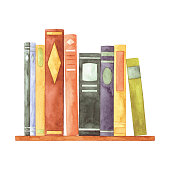istock Watercolor Books on the Shelf 1351999934