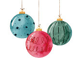 istock Watercolor christmas ball decoration 1351053922