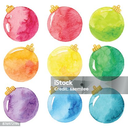 istock Watercolor Christmas balls 876972194