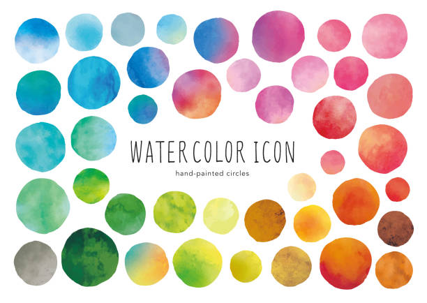 Watercolor circle icons Watercolor circle icons watercolor background stock illustrations