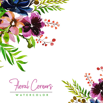 Watercolor Floral Corners Multi-Purpose Background