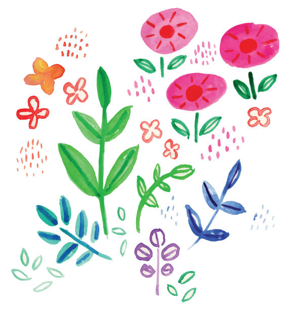 Watercolor Floral vector art illustration