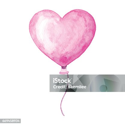 istock Watercolor Heart Balloon 669458934