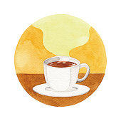 istock Watercolor Hot Coffee with Steam 1351454445