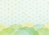 istock Watercolor Japanese Pattern Background 1355574196