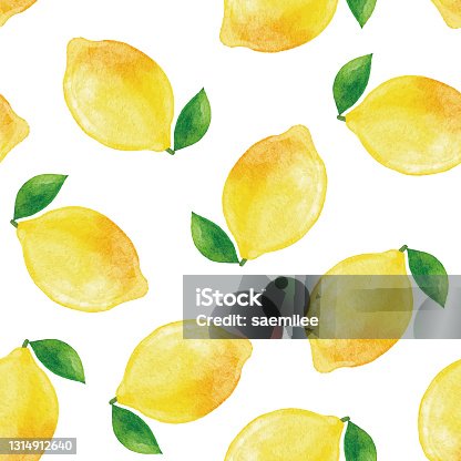 istock Watercolor Lemon Seamless Pattern 1314912640