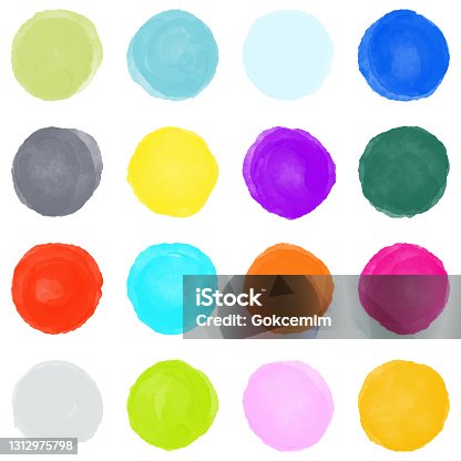 istock Watercolor Multicolored Circles Seamless Pattern. Abstract Background, Design Element.Vector Tile, Hand Drawn Childish Background. Party flyer template. Design element for sale banners, posters, labels, invitation cards and gift wrapping paper. 1312975798
