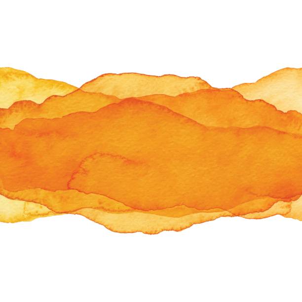 수채화 오렌지 색 물결 배경 - 주황색 stock illustrations