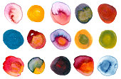 watercolor paint nd brush stroke stains, vector backgrounds set
