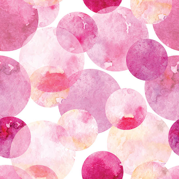 수채화 핑크 서클 볼 추상화 원활한 패턴 벡터 - 밝은 조명 일러스트 stock illustrations