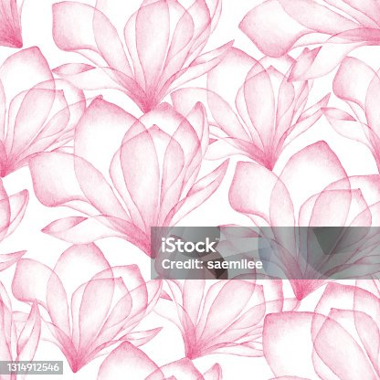 istock Watercolor Pink Flower Seamless Pattern 1314912546