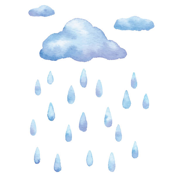 Watercolor Rain Vector illustration of cloud and rain. rain drawings stock illustrations