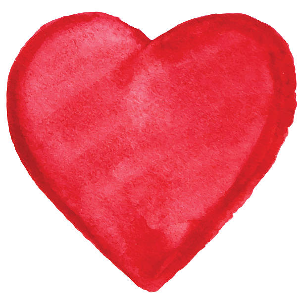 illustrazioni stock, clip art, cartoni animati e icone di tendenza di acquerello rosso cuore amore simbolo icona vettore isolato - san valentino single