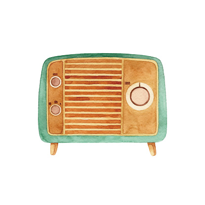 Watercolor Retro Radio