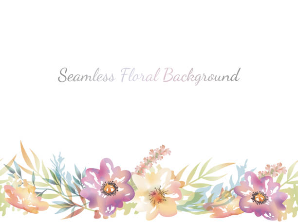 Watercolor seamless floral background with text space. Watercolor seamless floral background with text space, vector illustration. Horizontally repeatable. flower borders stock illustrations
