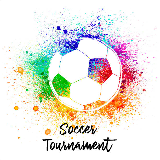 Watercolor Soccer Ball A vector Illustration of a watercolor painted soccer ball banner. pink soccer balls stock illustrations