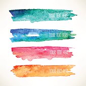 set of four colorful watercolor stroke backgrounds