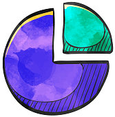 Pie chart icon in watercolor style.