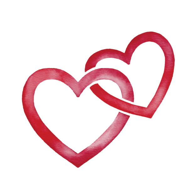 stockillustraties, clipart, cartoons en iconen met aquarel twee hartvormframes - netwerk hart