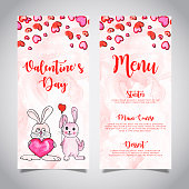 Watercolor Valentine Menu Card Template *