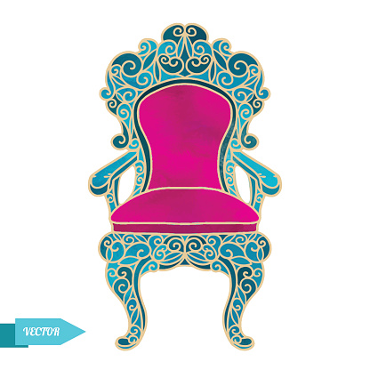 Watercolor vector vintage chair, throne