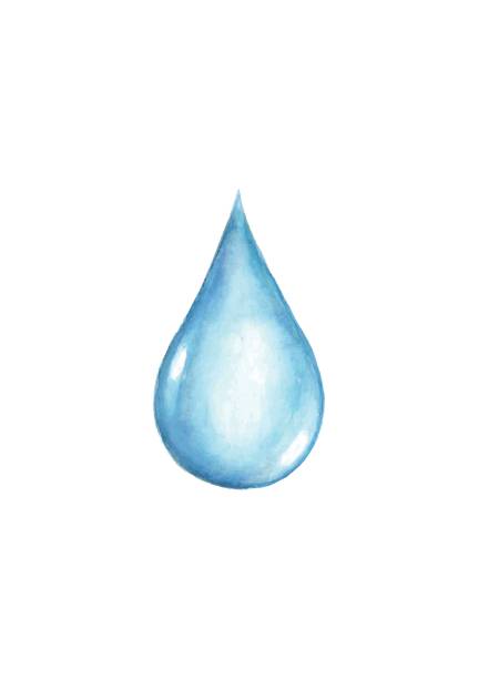 Watercolor water drop, isolated vector art illustration