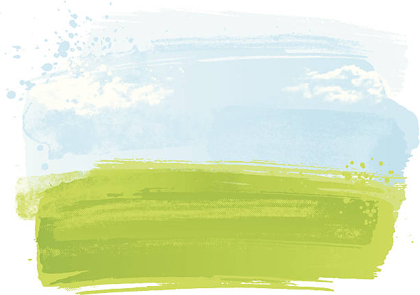 Watercolour landscape Grunge watercolour landscape background. meadow stock illustrations
