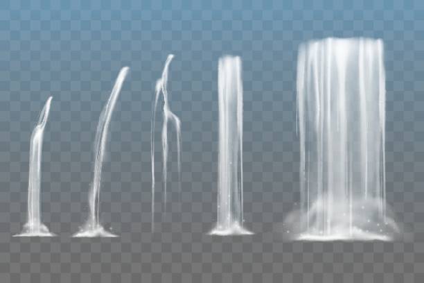 Waterfall set Waterfall elements set in vector cataract stock illustrations
