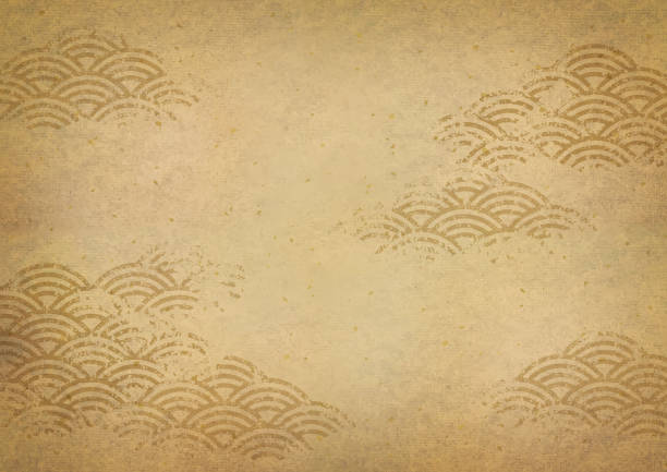 ヴィンテージ紙に波を振る - 日本文化点のイラスト素材／クリップアート素材／マンガ素材／アイコン素材