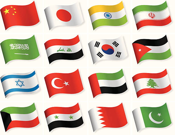 파형 주기 아이콘 컬레션-아시아 - uae flag stock illustrations